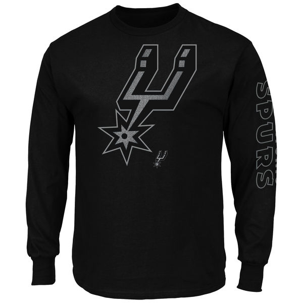 NBA Men San Antonio Spurs Majestic Up and Over Long Sleeve TShirt Black